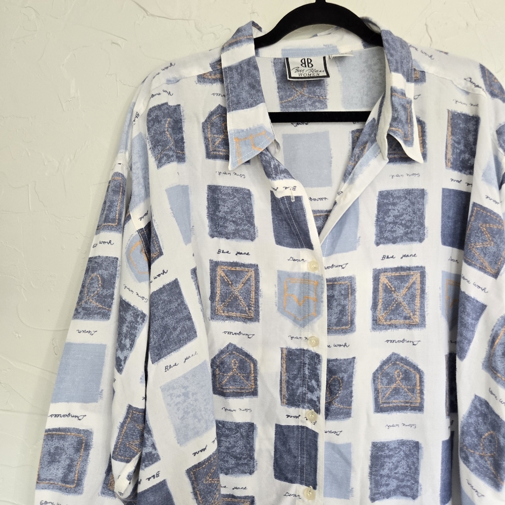 Vintage Bill Blass Patterned Button Down Top - image 2